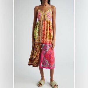NWT‎ Farm Rio Mixed Scarves Multicolor Midi Dress  Sz Large $220